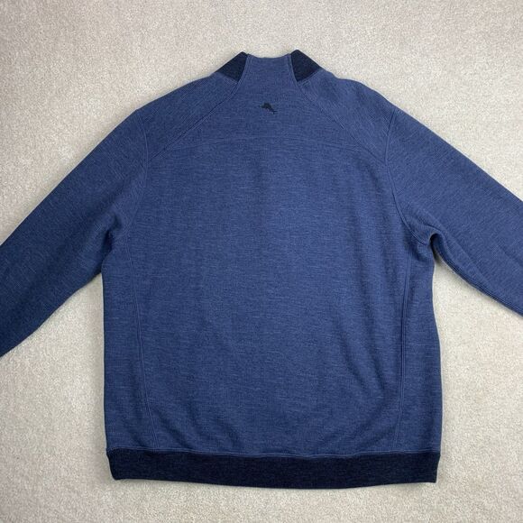 Tommy Bahama Reversible Sweatshirt Pullover Quarter Zip Blue Black XL Sweater - Picture 6 of 16
